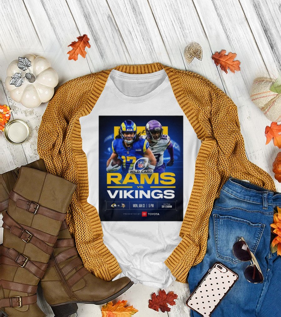 Puka Nacua Los Angeles Rams Vs Minnesota Vikings NFL Wild Card Mon Jan 13 2024 Live From Sofi Stadium Presented by Toyota T-Shirt