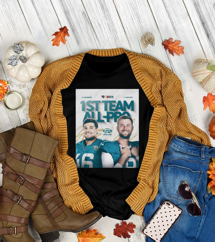 Jacksonville Jaguars NFLPA Ross Matiscik Logan Cooke 1st Team All-Pro Players Special Teams 46 9 T-Shirt