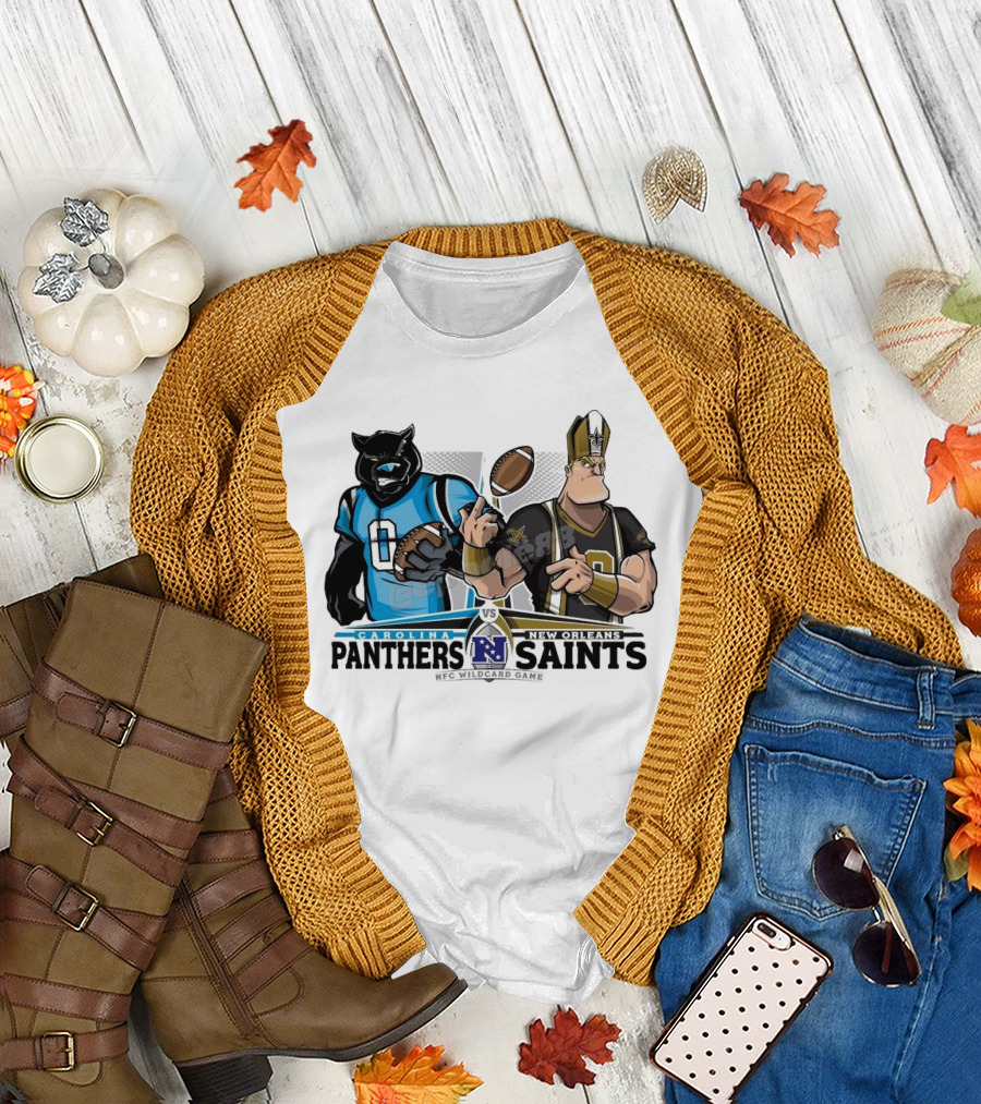 Carolina Panthers Vs New Orleans Saints NFC Wildcard Game Mascot Showdown NFL Playoffs T-Shirt