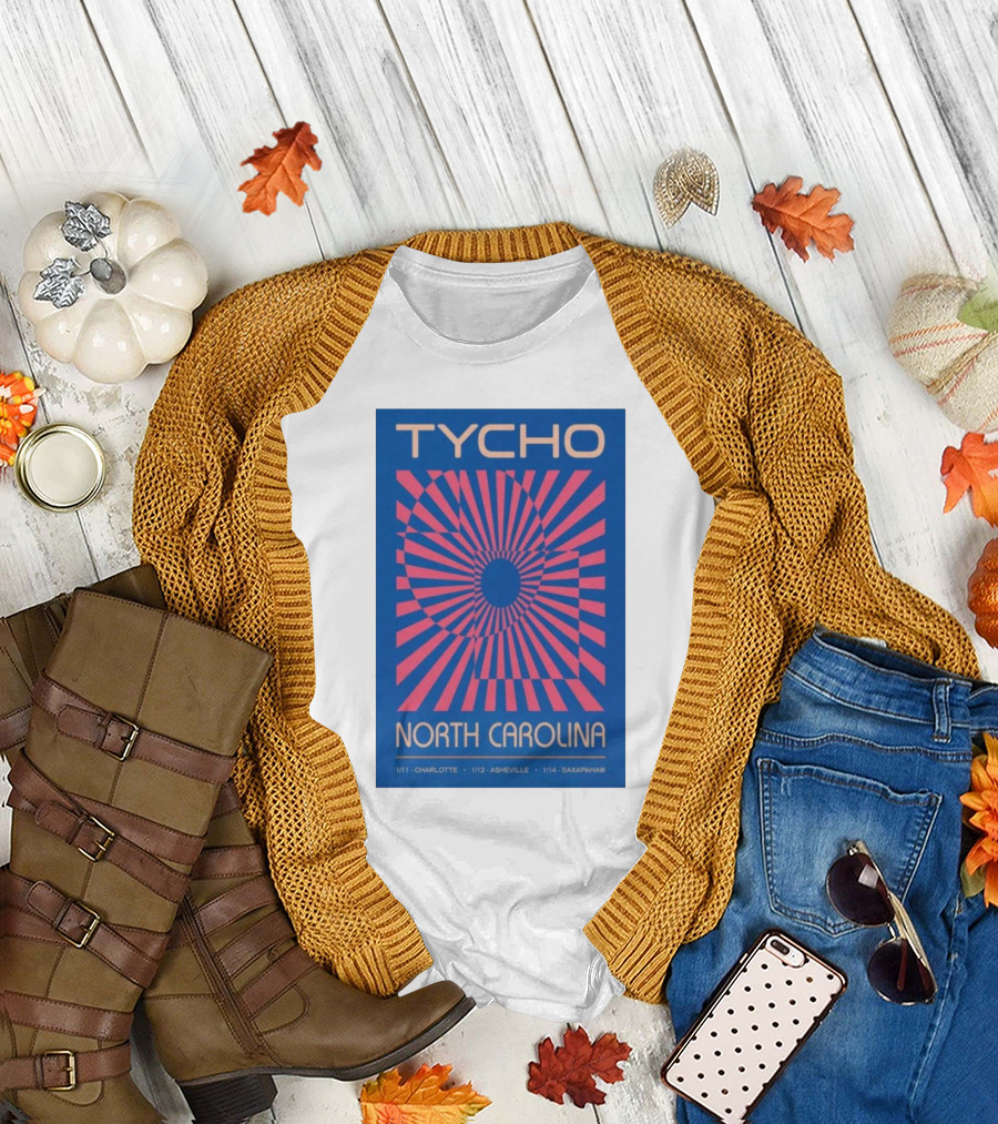 Tycho North Carolina Tour January 11-14 Charlotte Asheville Saxapahaw T-Shirt