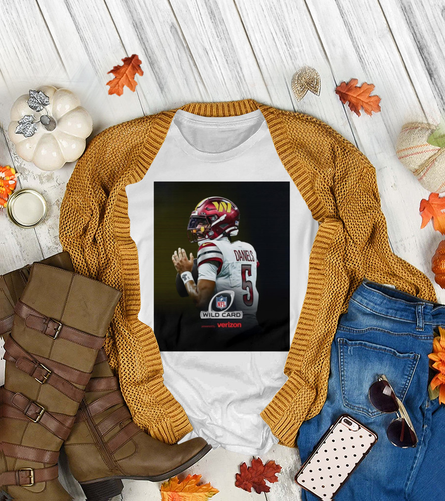 Washington Commanders NFL Wild Card Jayden Daniels Rookie Season Playoff T-Shirt