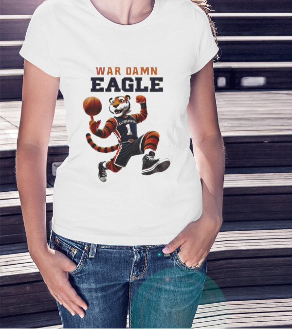 Auburn Tigers War Damn Eagle 2025 Basketball Mascot NCAA T-Shirt