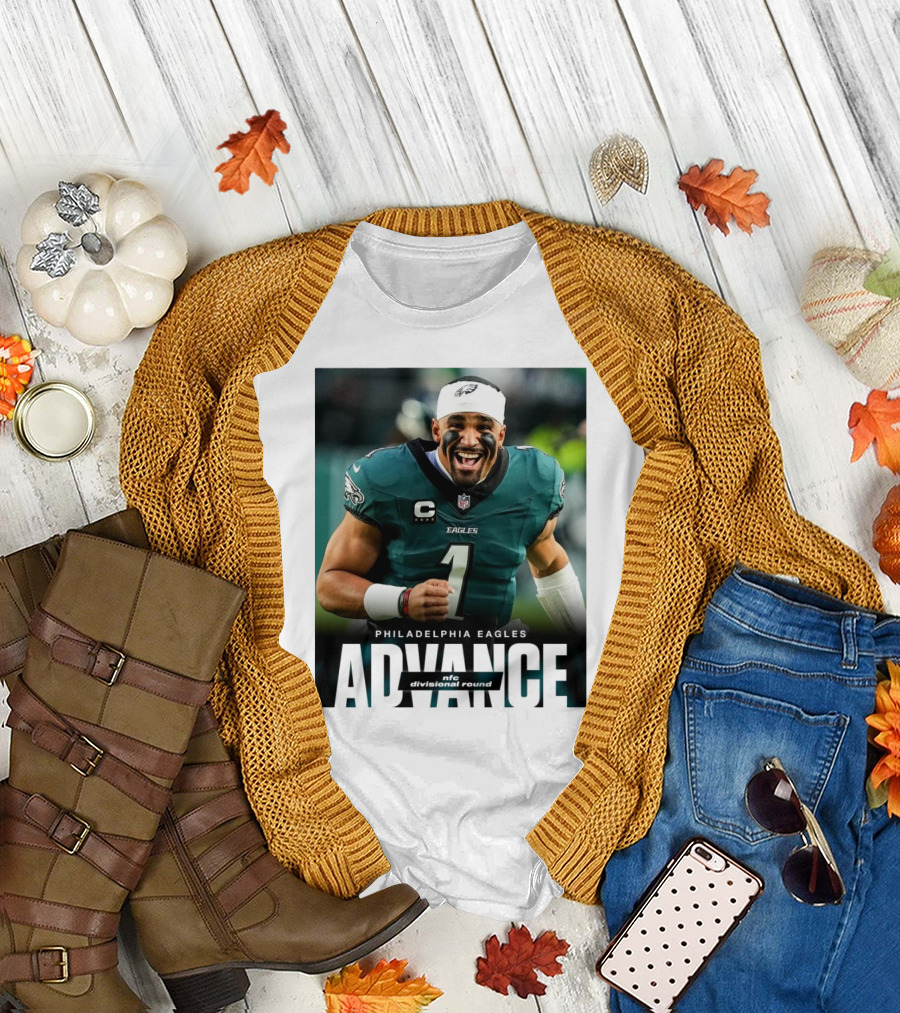 Philadelphia Eagles Advance NFC Divisional Round Jalen Hurts Victory T-Shirt