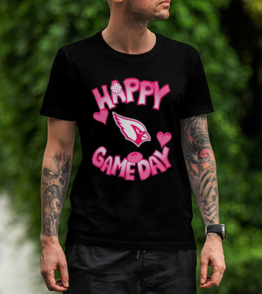 Valentine's Day Arizona Cardinals Happy Gameday 2025 Hearts T-Shirt