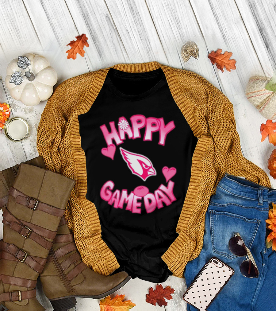 Valentine's Day Arizona Cardinals Happy Gameday 2025 Hearts T-Shirt