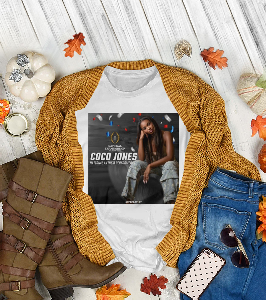 Coco Jones National Anthem Performer College Football Playoff National Championship Atlanta 2025 Confetti T-Shirt