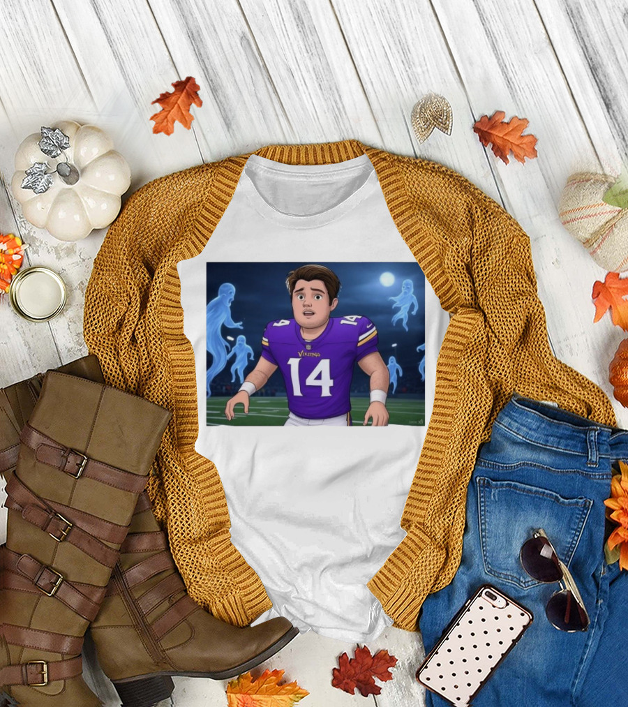 Sam Darnold Haunted by Ghosts in Minnesota Vikings NFL Jersey T-Shirt