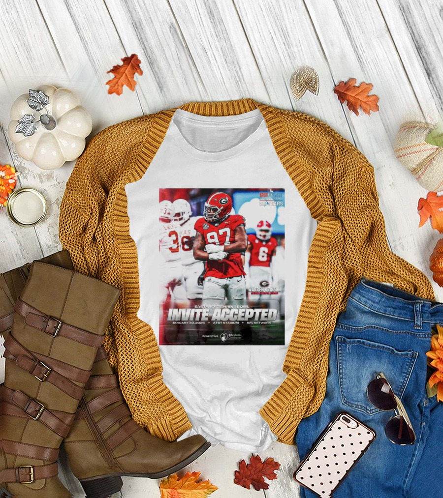 Warren Brinson Georgia Bulldogs East-West Shrine Bowl Invite Accepted January 30 2025 AT&T Stadium NFL Network T-Shirt