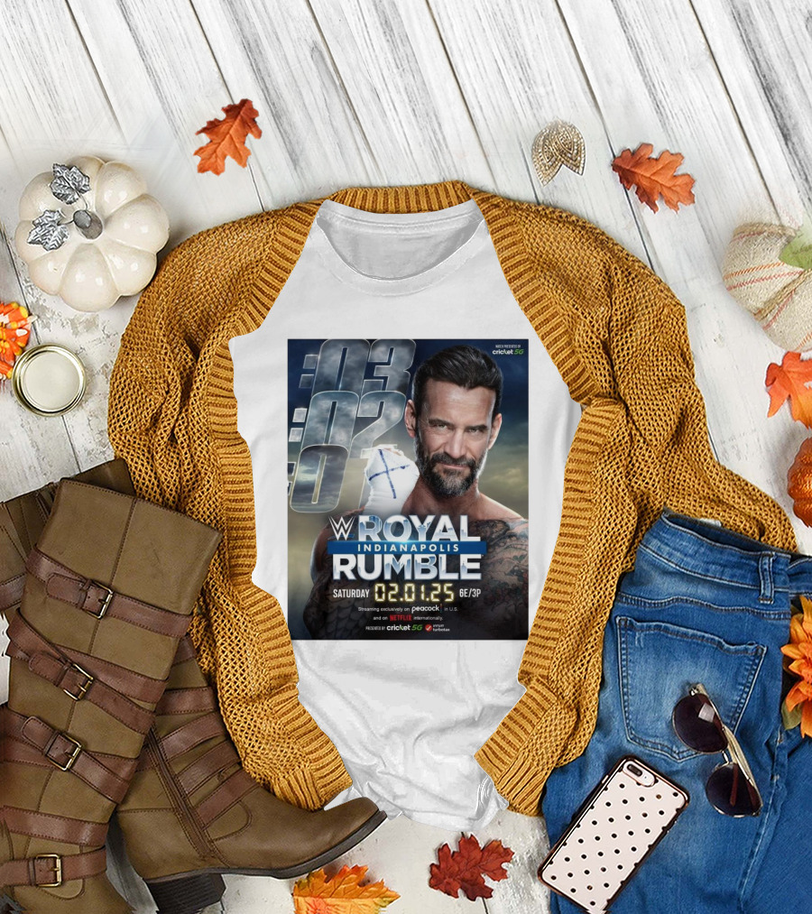 WWE Royal Rumble Indianapolis Saturday 02.01.25 Streaming on Peacock and Netflix T-Shirt