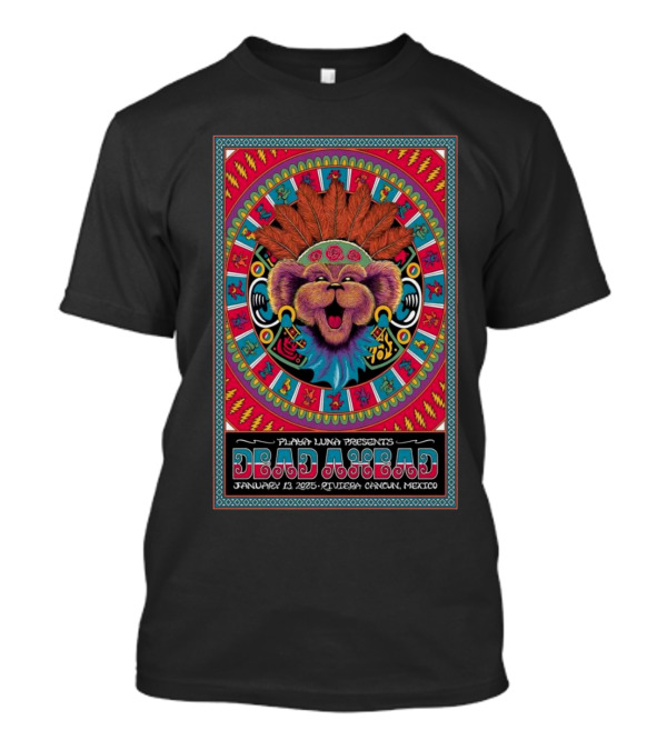 Playa Luna Presents Dead Ahead January 13 2025 Riviera Cancun Mexico Concert Colorful Lion Headdress T-Shirt