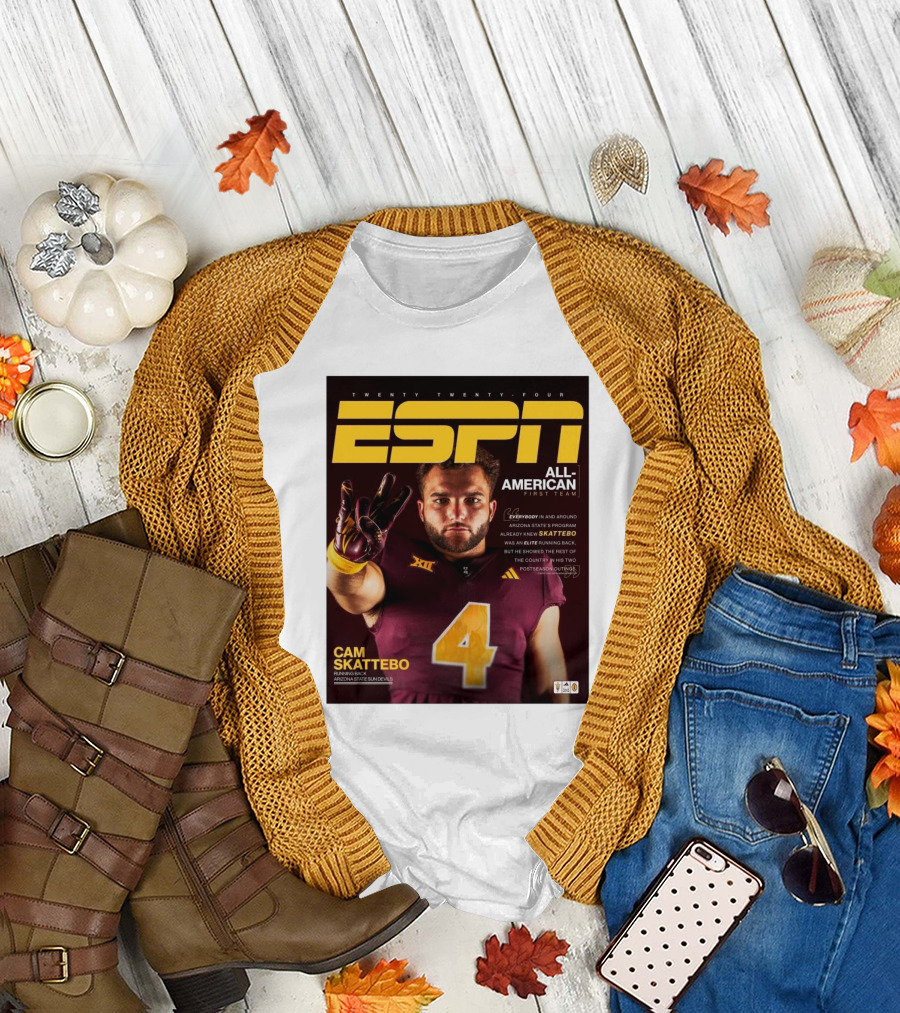 Twenty Twenty-Four ESPN All-American First Team Cam Skattebo Running Back Arizona State Sun Devils T-Shirt