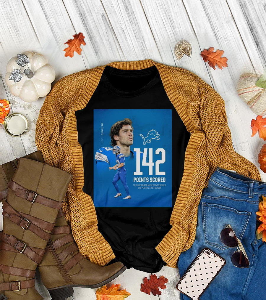 Jake Bates Detroit Lions 142 Points Scored Tied for Fourth-Most in Player's First NFL Season T-Shirt