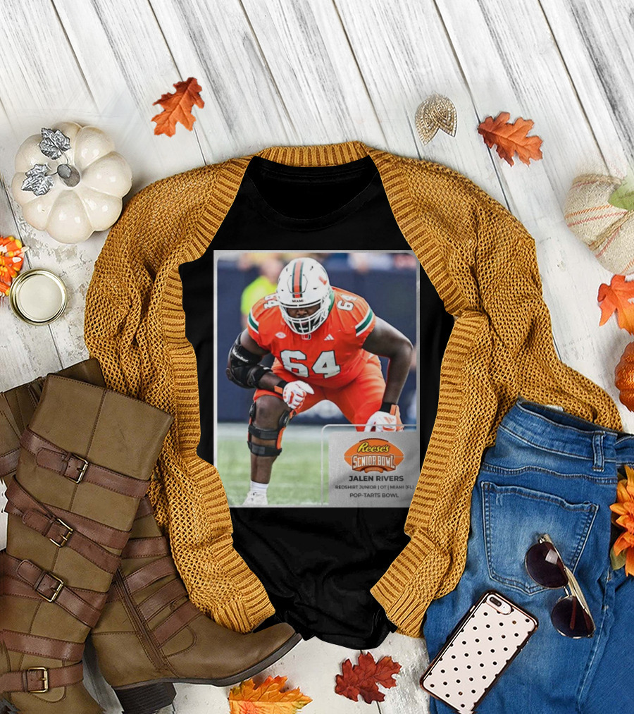 Jalen Rivers Miami Hurricanes Redshirt Junior 64 OT Reese’s Senior Bowl Pop-Tarts Bowl T-Shirt