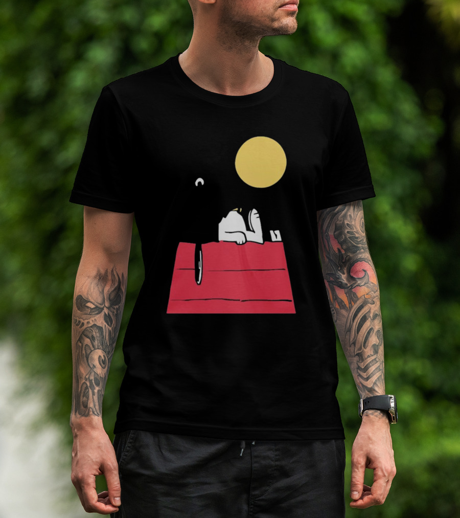 Snoopy Solar Eclipse Peanuts Doghouse Moon Charlie Brown T-Shirt