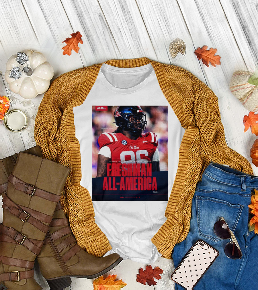 Ole Miss Rebels Jamarious Brown Freshman All-America Football Writers Association Team T-Shirt