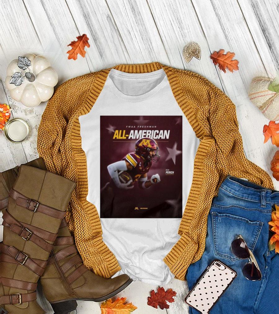FWAA Freshman All-American Koi Perich Minnesota Golden Gophers Row The Boat T-Shirt