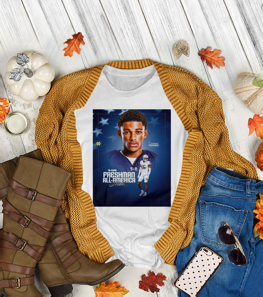 Notre Dame Fighting Irish Leonard Moore FWAA Freshman All-America Team Cornerback T-Shirt
