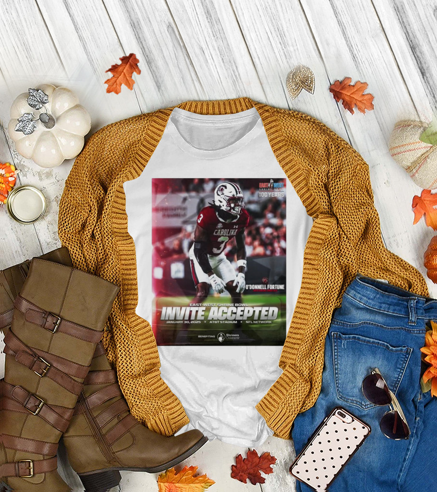 East-West Shrine Bowl Invite Accepted O'Donnell Fortune South Carolina Gamecocks January 30 2025 AT&T Stadium NFL Network T-Shirt