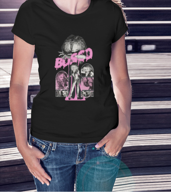 Hereisbosco Blobsco Bosco Pink Dripping Text With Monochrome Images T-Shirt