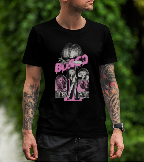 Hereisbosco Blobsco Bosco Pink Dripping Text With Monochrome Images T-Shirt