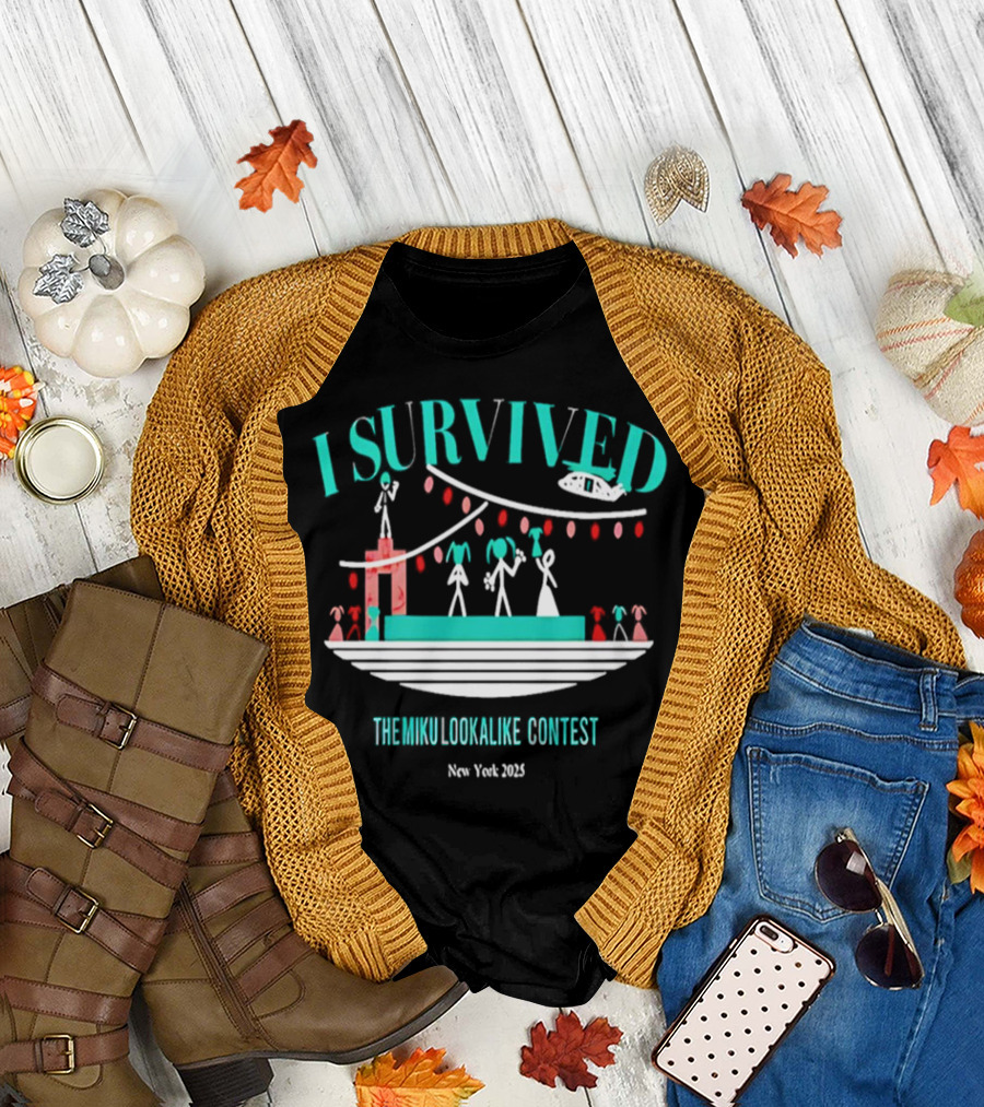 I Survived The Miku Lookalike Contest New York 2025 Blimp Stage Figures T-Shirt