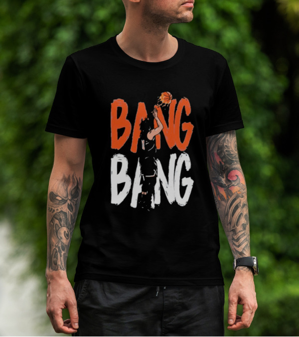 Jalen Brunson Basketball Bang Bang Orange White Combination T-Shirt