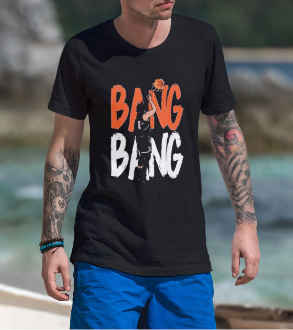 Jalen Brunson Basketball Bang Bang Orange White Combination T-Shirt