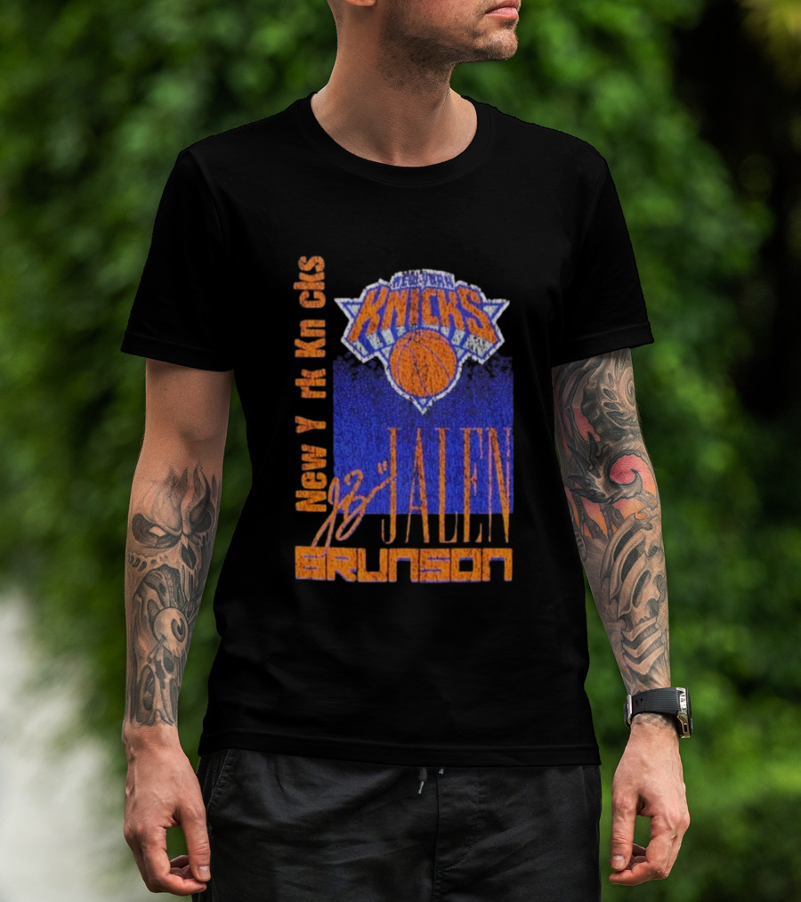 New York Knicks Jalen Brunson NBA Player Signature T-Shirt