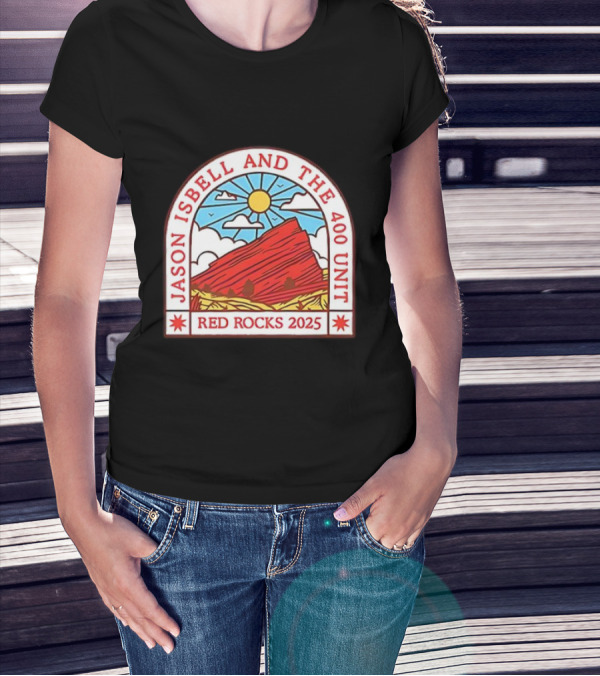 Jason Isbell And The 400 Unit Red Rocks 2025 Sun And Mountains T-Shirt