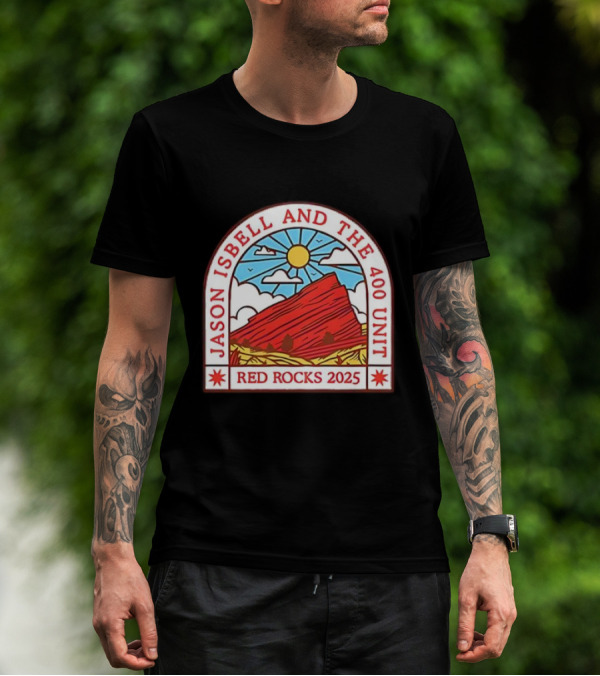 Jason Isbell And The 400 Unit Red Rocks 2025 Sun And Mountains T-Shirt