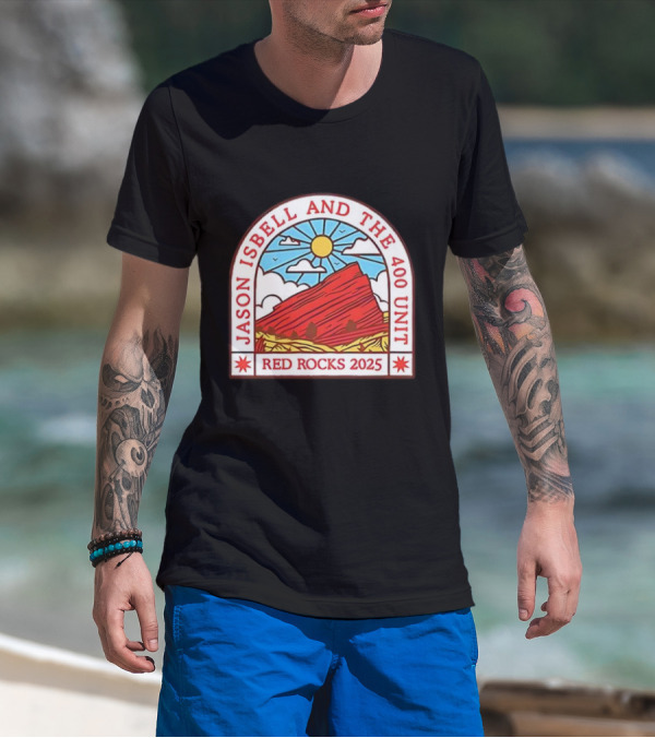 Jason Isbell And The 400 Unit Red Rocks 2025 Sun And Mountains T-Shirt