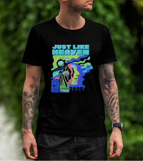 Just Like Heaven Time And Space 2025 Psychedelic Face And Abstract Cosmic Imagery T-Shirt