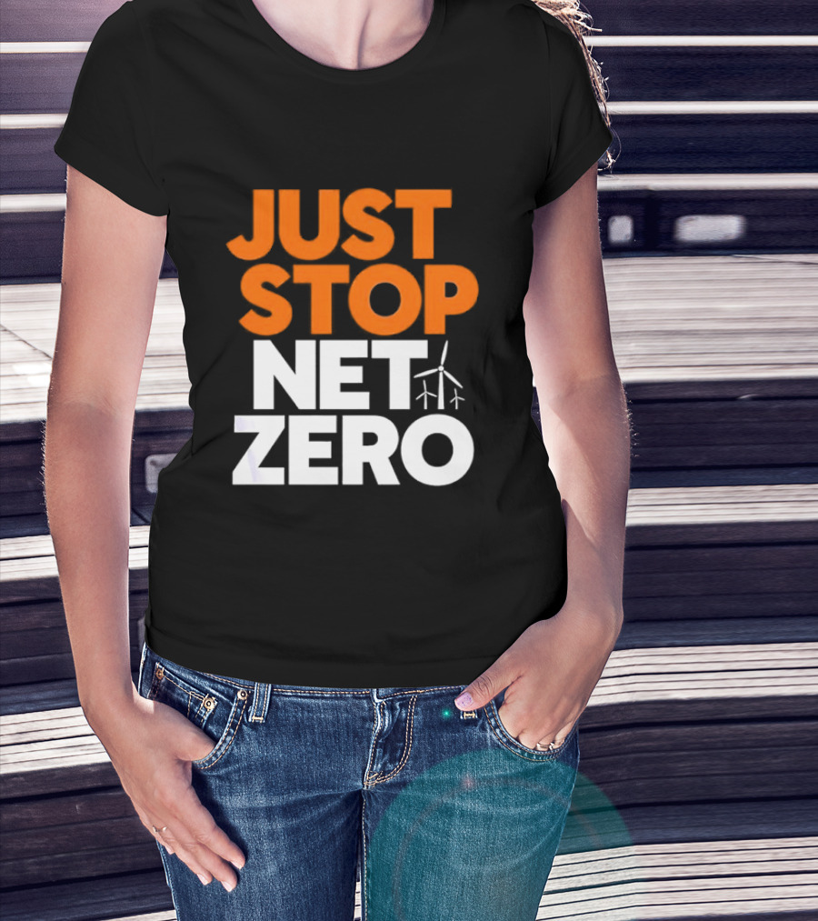 Just Stop Net Zero Wind Turbine Icon T-Shirt