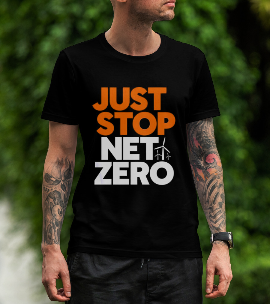 Just Stop Net Zero Wind Turbine Icon T-Shirt