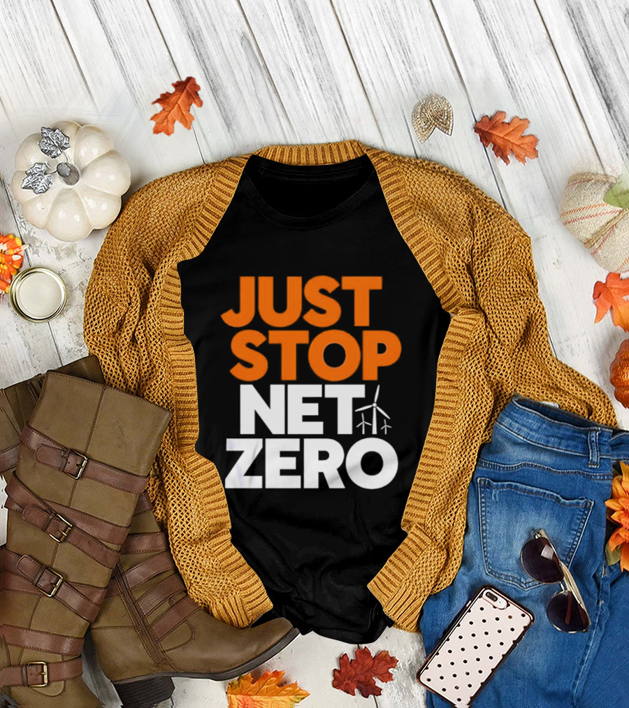 Just Stop Net Zero Wind Turbine Icon T-Shirt