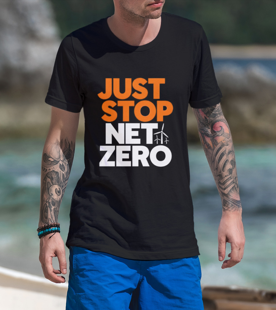 Just Stop Net Zero Wind Turbine Icon T-Shirt