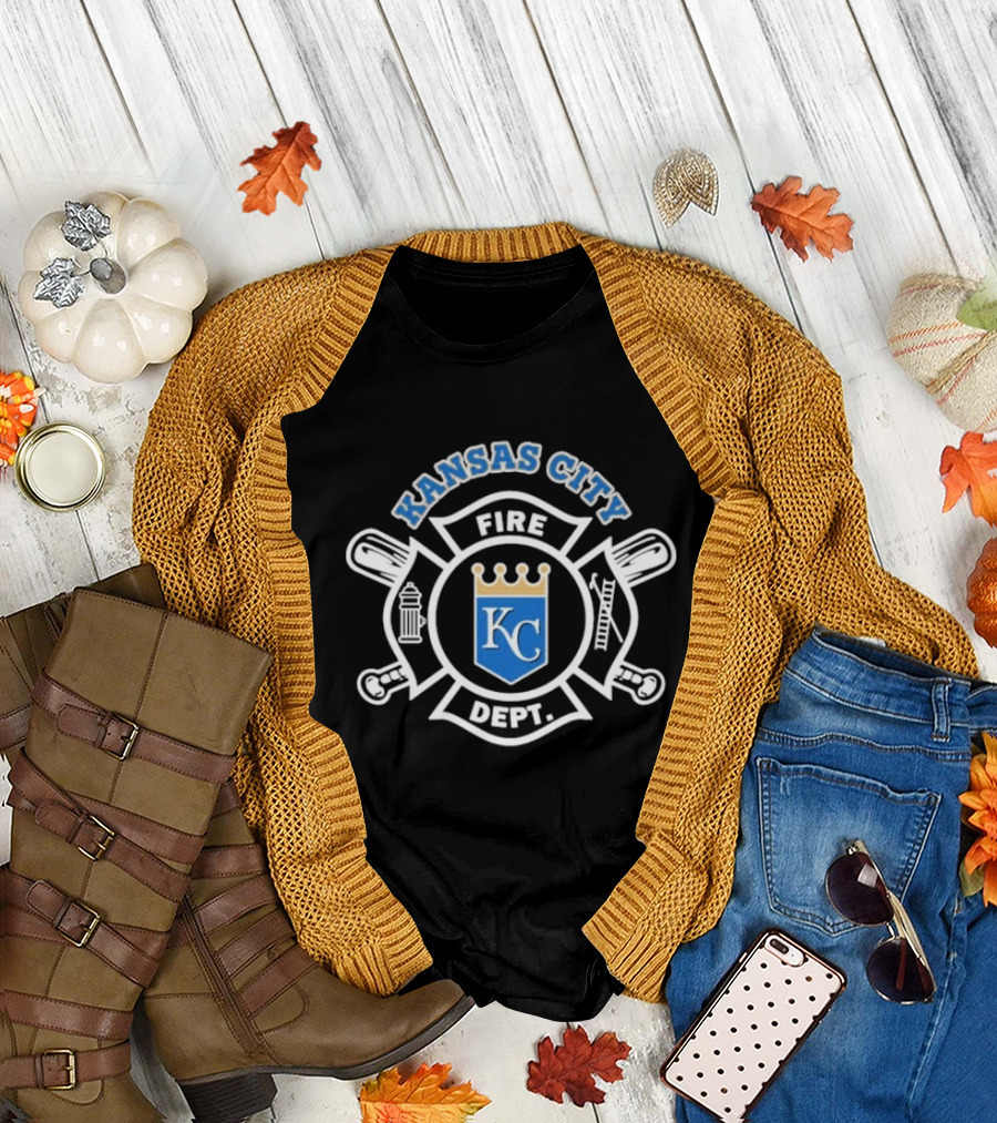 Kansas City Fire Dept KC Royals Crown Badge Firefighters T-Shirt