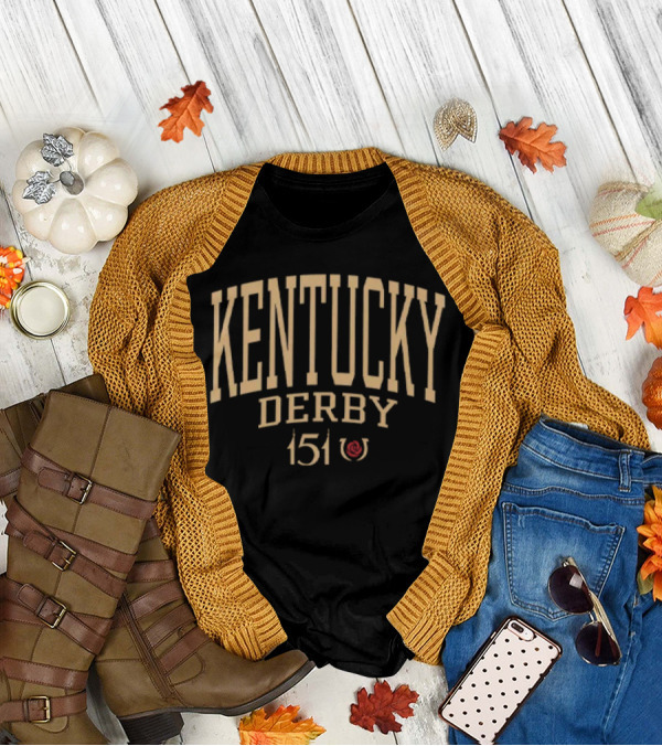 Kentucky Derby 151 Event Typography With Horseshoe Icon T-Shirt
