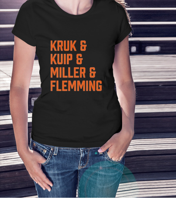 Kruk Kuip Miller Flemming Baseball Broadcasters Orange Text T-Shirt
