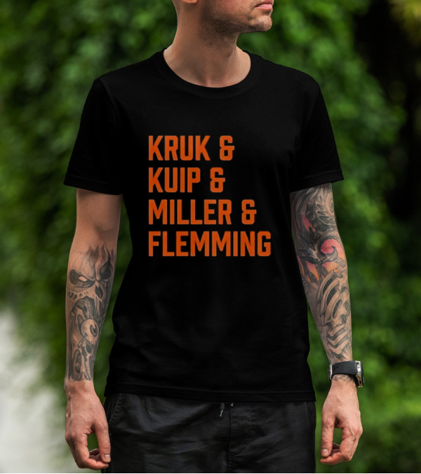 Kruk Kuip Miller Flemming Baseball Broadcasters Orange Text T-Shirt