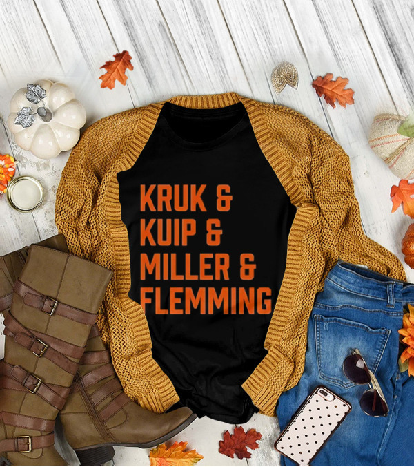 Kruk Kuip Miller Flemming Baseball Broadcasters Orange Text T-Shirt