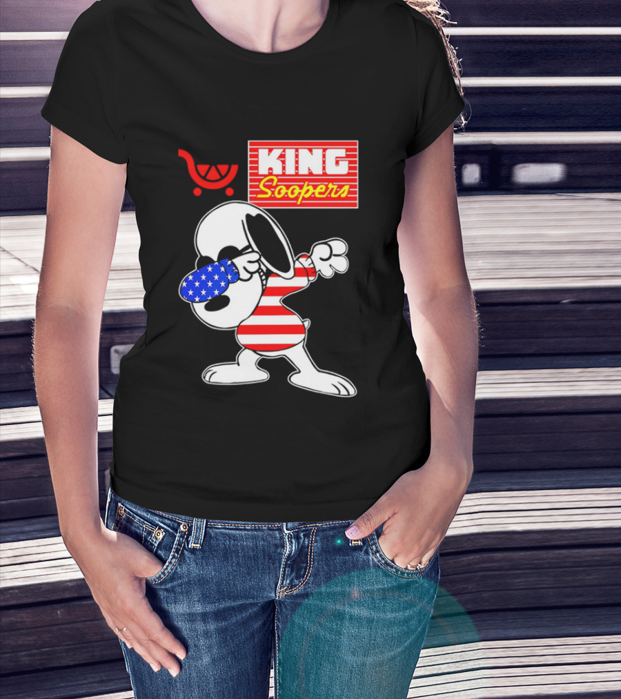King Soopers Snoopy Dabbing USA Flag Style T-Shirt
