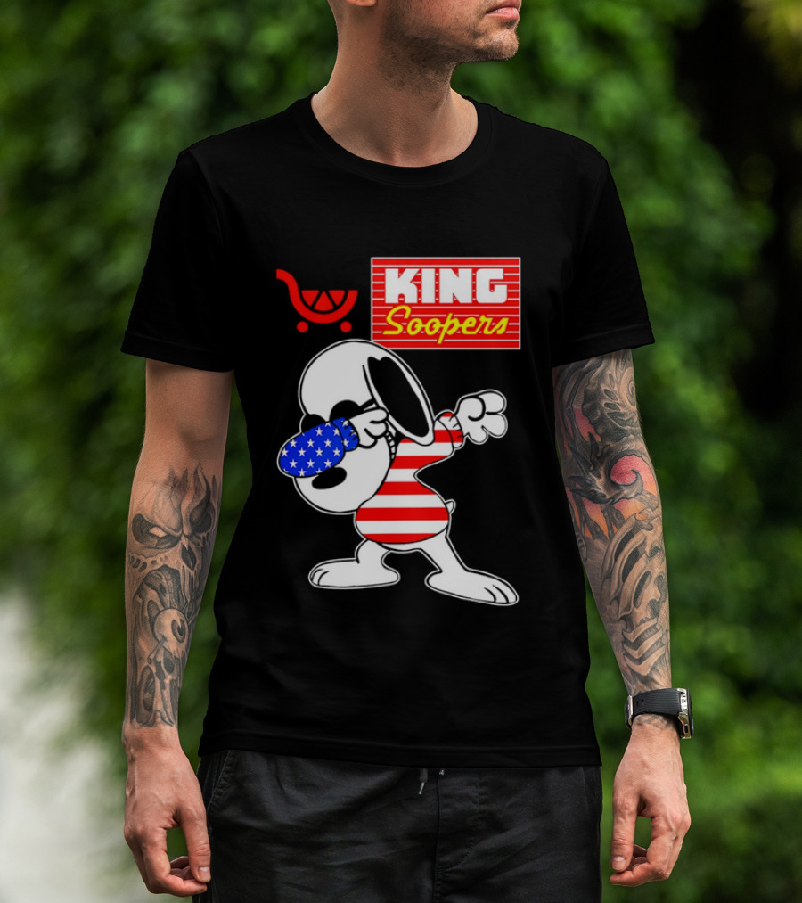 King Soopers Snoopy Dabbing USA Flag Style T-Shirt