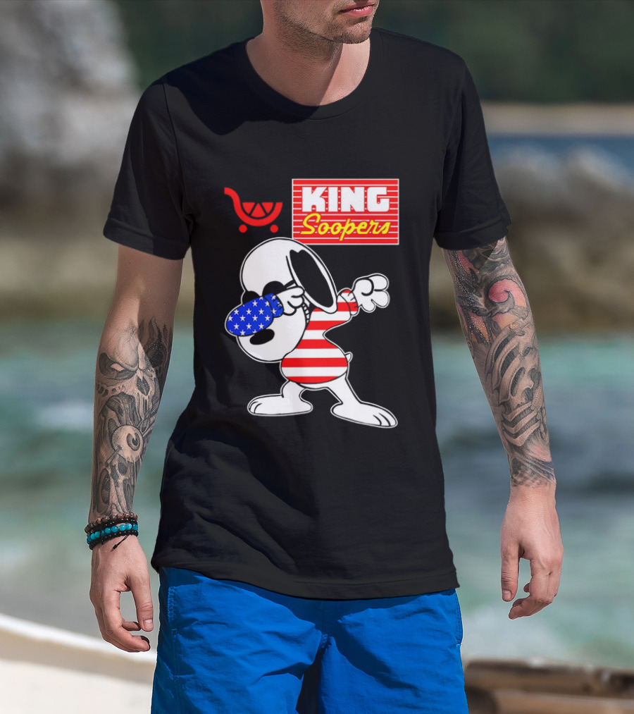 King Soopers Snoopy Dabbing USA Flag Style T-Shirt