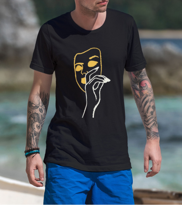 Liam St John Little White Lies Mask Abstract Line Art T-Shirt