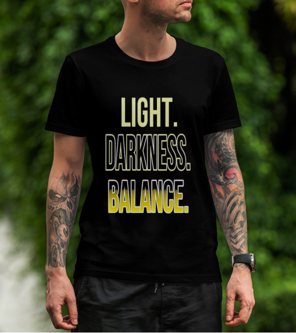 Light Darkness Balance Text In Yellow And Black Typography T-Shirt