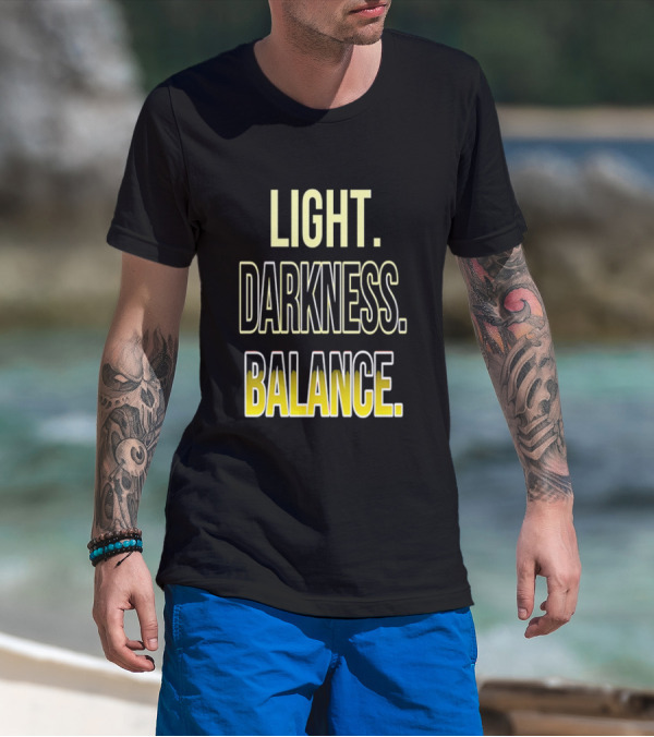 Light Darkness Balance Text In Yellow And Black Typography T-Shirt