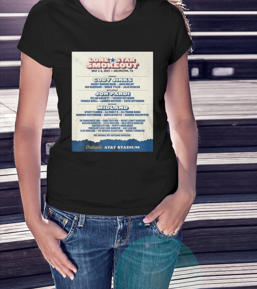 Lone Star Smokeout Music Festival May 2-4 2025 Arlington TX Cody Jinks Jon Pardi Midland AT&T Stadium T-Shirt