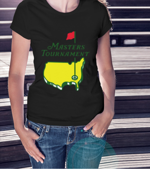 Masters Tournament Yellow Map With Red Flag T-Shirt