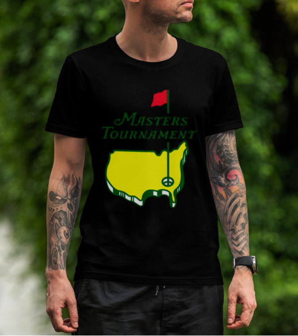 Masters Tournament Yellow Map With Red Flag T-Shirt